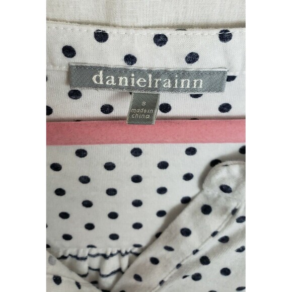 Daniel‎ Rainn Blouse Top Size Small Polka Dot Striped White Black Linen Blend - Picture 2 of 7